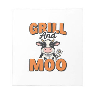 Funny Koe Grill En Loen Vintage T-Shirt Ontwerp_1 Notitieblok