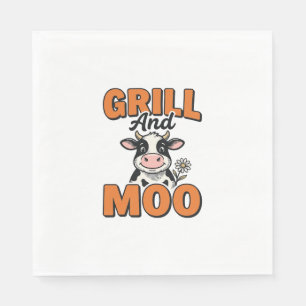 Funny Koe Grill En Loen Vintage T-Shirt Ontwerp_1 Servet