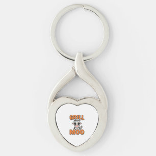 Funny Koe Grill En Loen Vintage T-Shirt Ontwerp_1 Sleutelhanger