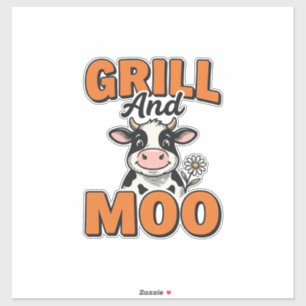 Funny Koe Grill En Loen Vintage T-Shirt Ontwerp_1 Sticker