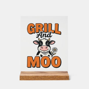 Funny Koe Grill En Loew Vintage T-Shirt Ontwerp_1 Acryl Bord