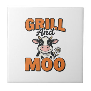 Funny Koe Grill En Loew Vintage T-Shirt Ontwerp_1 Tegeltje