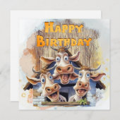 Funny Koe Happy Birthday Feestdagenkaart (Voorkant / Achterkant)