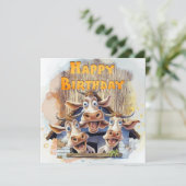 Funny Koe Happy Birthday Feestdagenkaart (Staand voorkant)