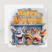 Funny Koe Happy Birthday Feestdagenkaart (Voorkant / Achterkant)