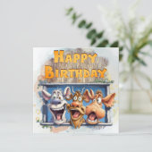 Funny Koe Happy Birthday Feestdagenkaart (Staand voorkant)