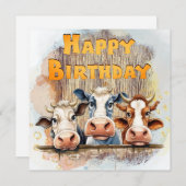 Funny Koe Happy Birthday Feestdagenkaart (Voorkant / Achterkant)