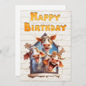 Funny Koe Happy Birthday Feestdagenkaart (Voorkant / Achterkant)