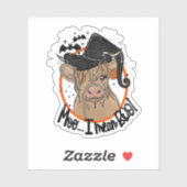 Funny Koe Heifer Halloween Moo I Mean Boo Sticker (Vel)