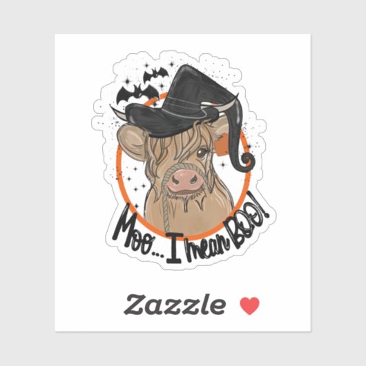 Funny Koe Heifer Halloween Moo I Mean Boo Sticker (Vel)