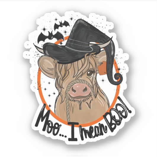 Funny Koe Heifer Halloween Moo I Mean Boo Sticker (Voorkant)