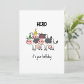 Funny Koe Herd Pun Birthday Kaart (Staand voorkant)
