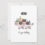 Funny Koe Herd Pun Birthday Kaart<br><div class="desc">Het is je verjaardag - grappige pun verjaardagskaart met een minimalistische illustratie van een hoop koeien met partijgenoten petten</div>