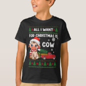 Funny Koe houdt van Cute Koe Santa Hat Ugly Kerstm T-shirt (Voorkant)