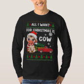 Funny Koe houdt van Cute Koe Santa Hat Ugly Kerstm T-shirt (Voorkant)