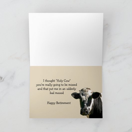 Funny Koe Humor Retirement Laughs Kaart (Binnen)