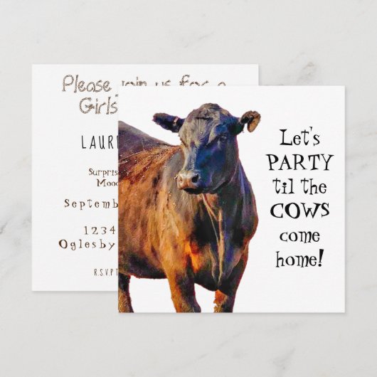 Funny Koe Land Bachelorette Kaart (Voorkant / Achterkant)