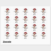 Funny Koe met rood cowboy Pet Vierkante Sticker (Vel)