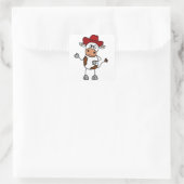 Funny Koe met rood cowboy Pet Vierkante Sticker (Tas)