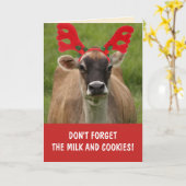 Funny Koe Milk and Cookies Kerstmis Kaart (Gele Bloem)