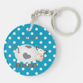 Funny Koe Moo en White Polka Dot Pattern Sleutelhanger (Achterkant)