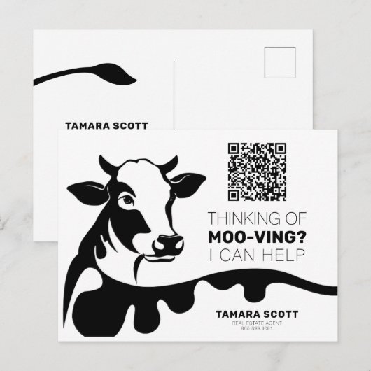 FUNNY KOE MOO-VING REAL ESTATE MAILER KAART (Voorkant / Achterkant)