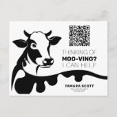 FUNNY KOE MOO-VING REAL ESTATE MAILER KAART (Voorkant)