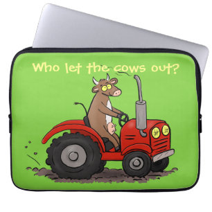 Funny koe op illustratie van de cartoon van rode t laptop sleeve
