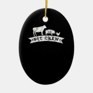 Funny Koe Pig Chicken Lovers Gift Funny BBQ Love Keramisch Ornament