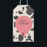 Funny Koe Print Adult Party 40th Birthday Cadeaulabel<br><div class="desc">Birthday Favor Tags met cowprint en uders voor een volwassen verjaardagsfeestje</div>
