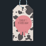 Funny Koe Print Adult Party 40th Birthday Cadeaulabel<br><div class="desc">Birthday Favor Tags met cowprint en uders voor een volwassen verjaardagsfeestje</div>