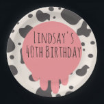 Funny Koe Print Adult Party 40th Birthday   Papieren Bordje<br><div class="desc">Borden van de verjaardag met cowprint en etters voor een volwassen verjaardagsfeest</div>