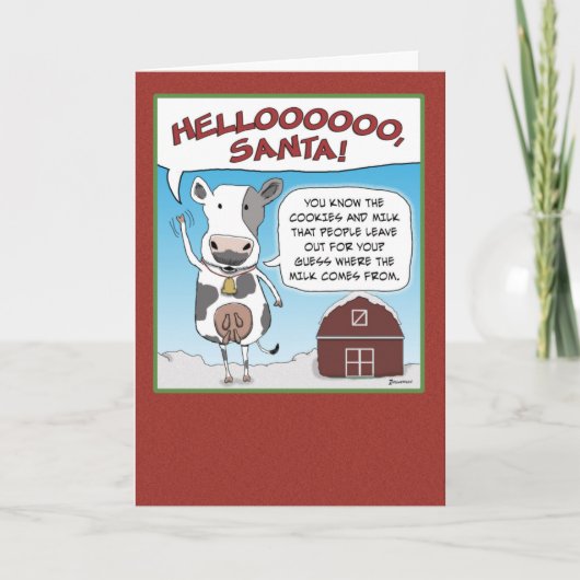 Funny Koe probeert kerstmis te krijgen Feestdagen Kaart (Voorkant)