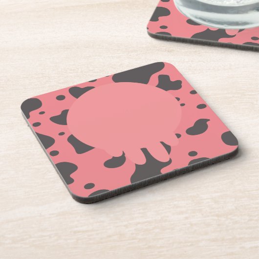 Funny Koe Udder Pattern Pink Beverage Coaster Bier Onderzetter (Linkerzijde)
