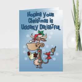 Funny Koe Udderly Fantastische kerstKaart Feestdagen Kaart