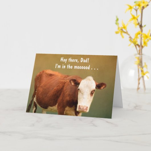 Funny Koe voor pap Birthday Kaart (Gele Bloem)