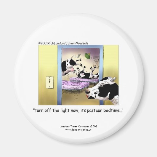 Funny Koeien:Novelty Magnet: "Pasteur Bedtime" Magneet (Voorkant)