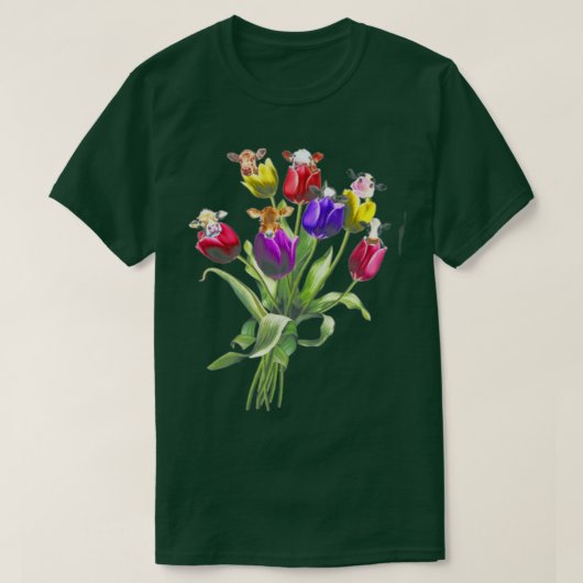 Funny Koeien Tulip Flower Spring Tree Hippie T-shirt (Design voorkant)