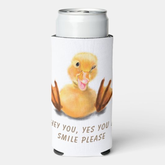 Funny Koelbox Happy Duck - aangepaste tekst Seltzer Blikjeskoeler (Seltzer Achterkant)