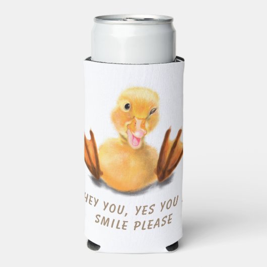 Funny Koelbox Happy Duck - aangepaste tekst Seltzer Blikjeskoeler (Seltzer Voorkant)