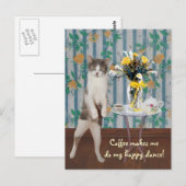 Funny Koffiekat/Kat Briefkaart (Voorkant / Achterkant)