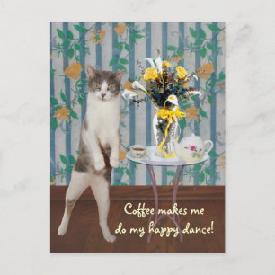 Funny Koffiekat/Kat Briefkaart