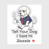 Funny Komondor Dog Business Suit Coffee  Sticker (Vel)