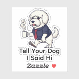 Funny Komondor Dog Business Suit Coffee  Sticker