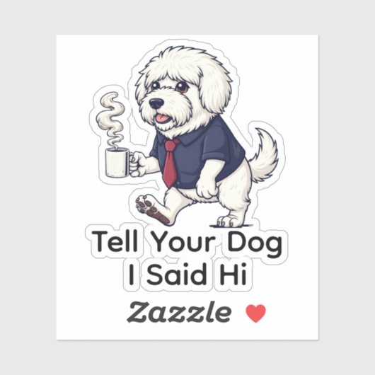 Funny Komondor Dog Business Suit Coffee  Sticker (Vel)