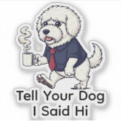 Funny Komondor Dog Business Suit Coffee  Sticker (Voorkant)