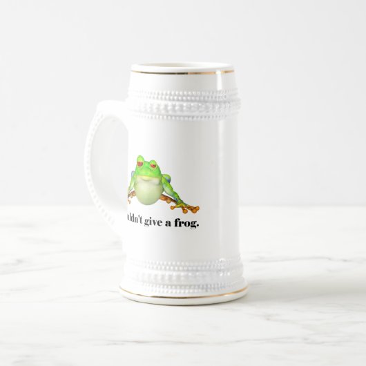 Funny kon geen kikkervis Cartoon geven Bierpul (Voorkant links)