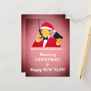 Funny kondigt feestelijke groeten aan briefkaart