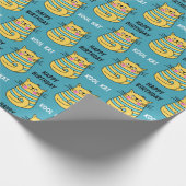 Funny Kool Kat Cartoon Blue Birthday Cadeaupapier (Hoek)