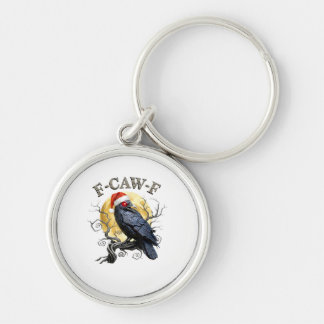 Funny Kraai F-Caw-F Vogel Gothische Kerstman Hoed Sleutelhanger